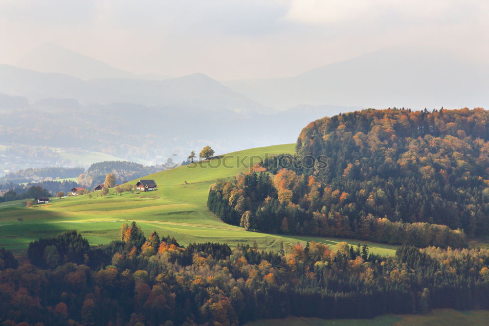 Similar – Image, Stock Photo Austrian village on mountain hills in Alps