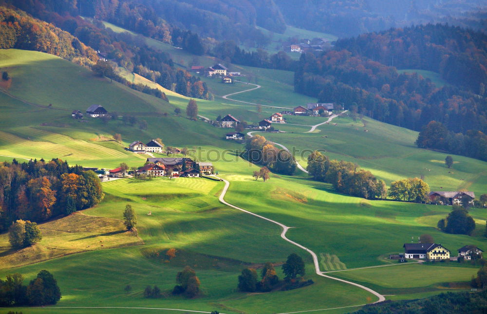 Similar – Image, Stock Photo Austrian village on mountain hills in Alps