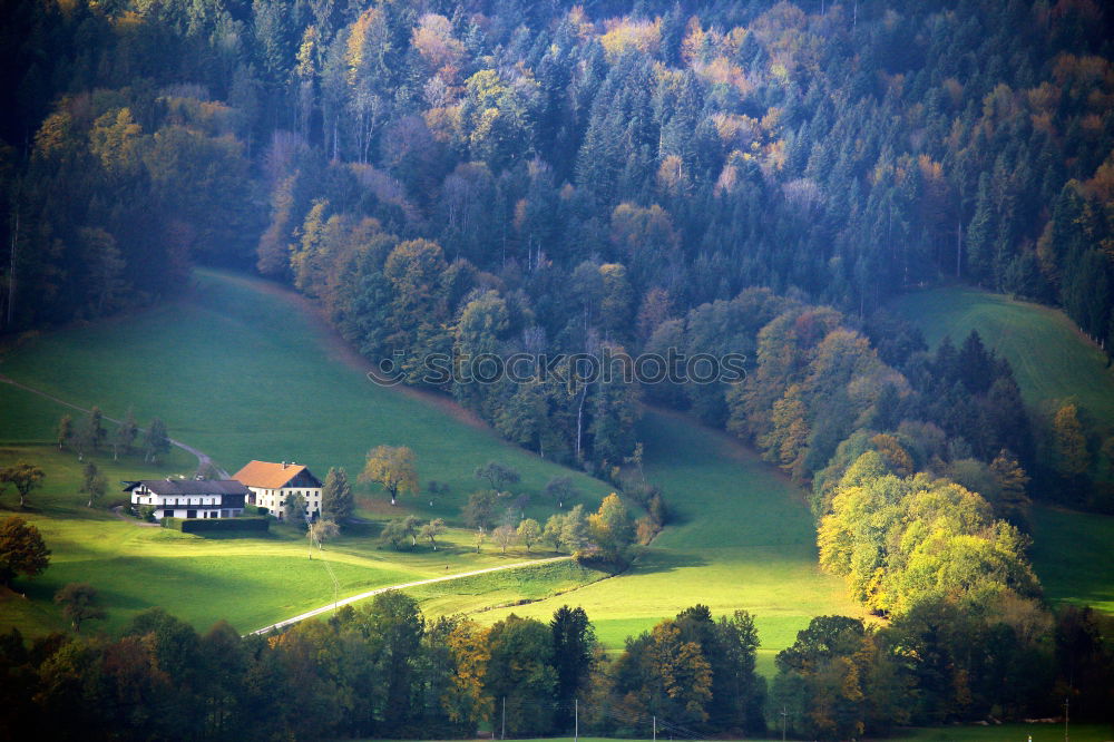 Similar – Image, Stock Photo Austrian village on mountain hills in Alps