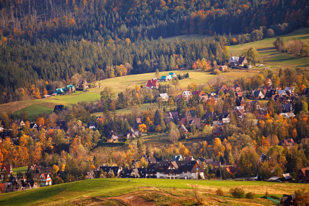 Similar – Image, Stock Photo Sunny October day in Malopolska mountain village