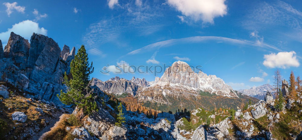 Similar – Image, Stock Photo Nuvolau peak after a summer snowfall, Dolomites, Italy.