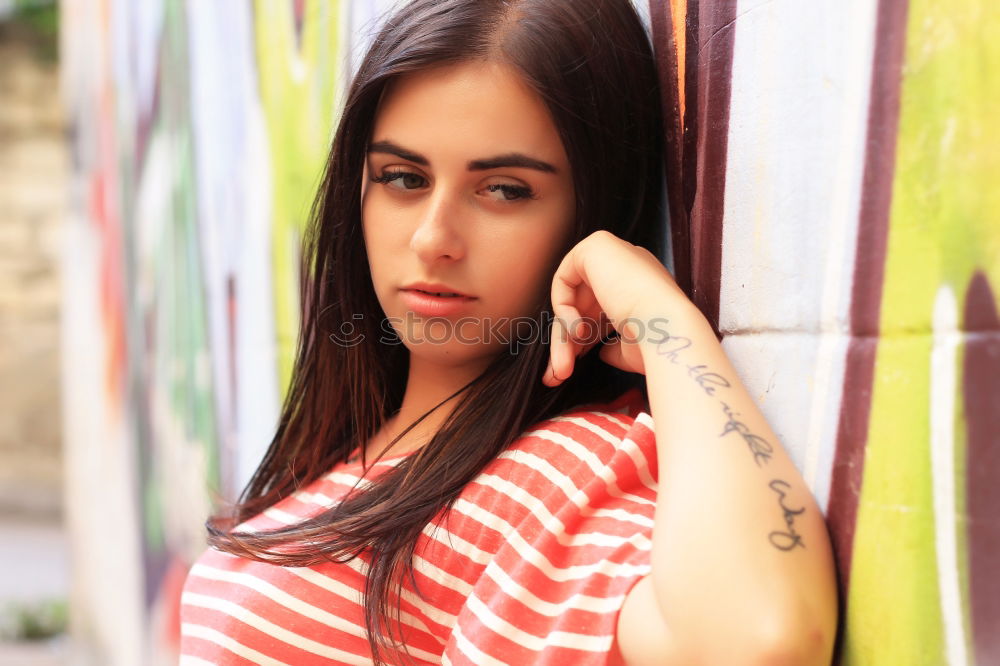 Similar – Image, Stock Photo teenager listening to music on the street