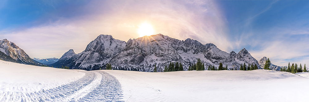 Similar – Image, Stock Photo Snowy mountains and valley