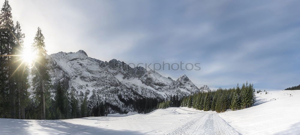 Similar – Image, Stock Photo Snowy mountains and valley