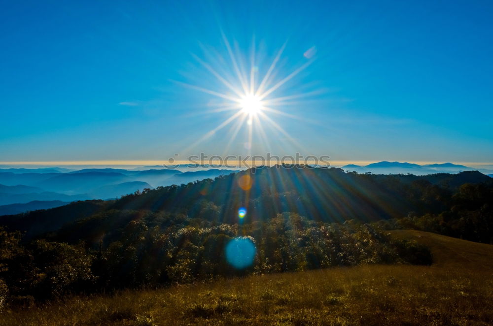 Similar – Sunny and foggy morning in Carpathian mountains