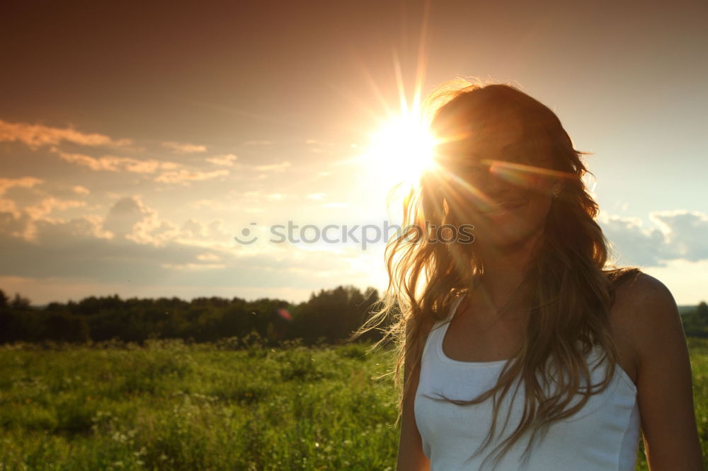 Similar – Image, Stock Photo Portrait of pretty woman smiling in nature