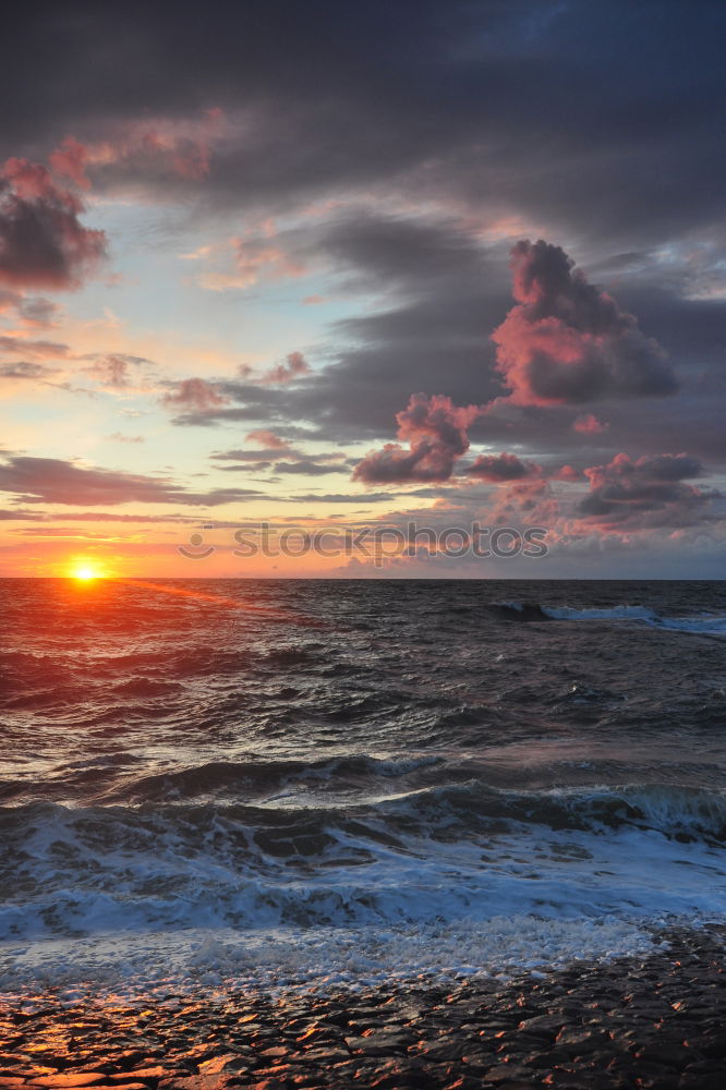 Similar – Image, Stock Photo Sunset at the beach in Brittany