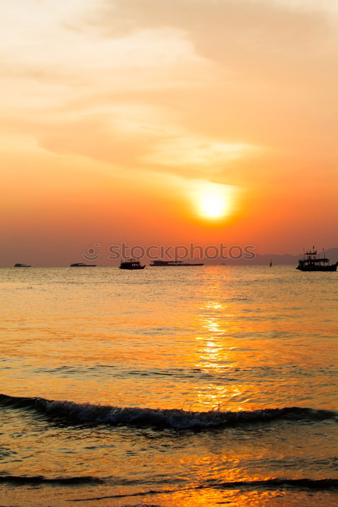 Similar – Image, Stock Photo Viking ship passes bathers at sunset