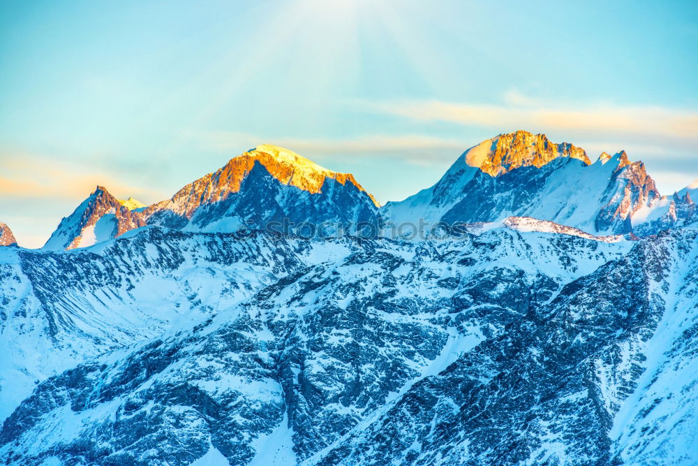 Image, Stock Photo Sunset in mountains