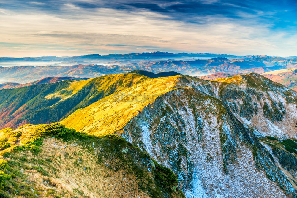 Similar – Blue mountains and hills at sunset