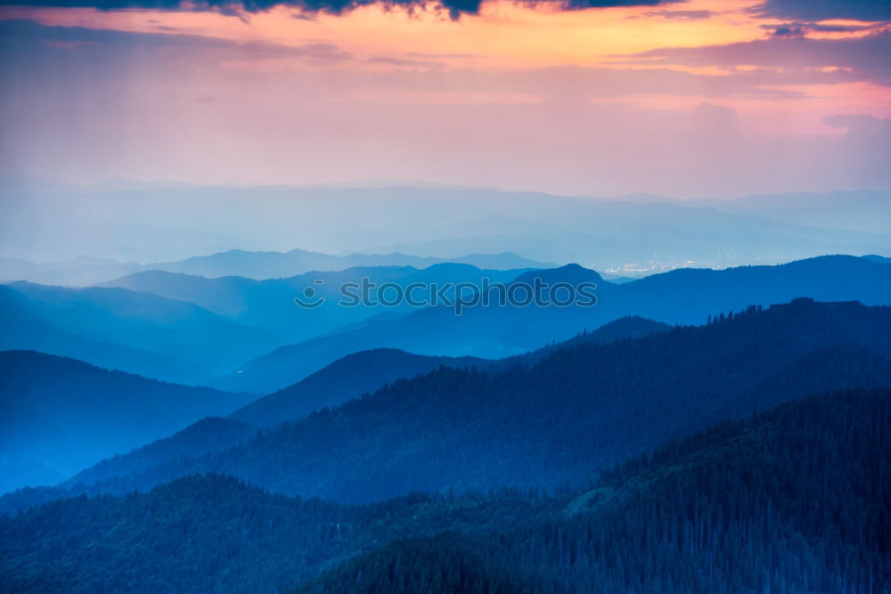 Similar – Blue mountains and hills at sunset