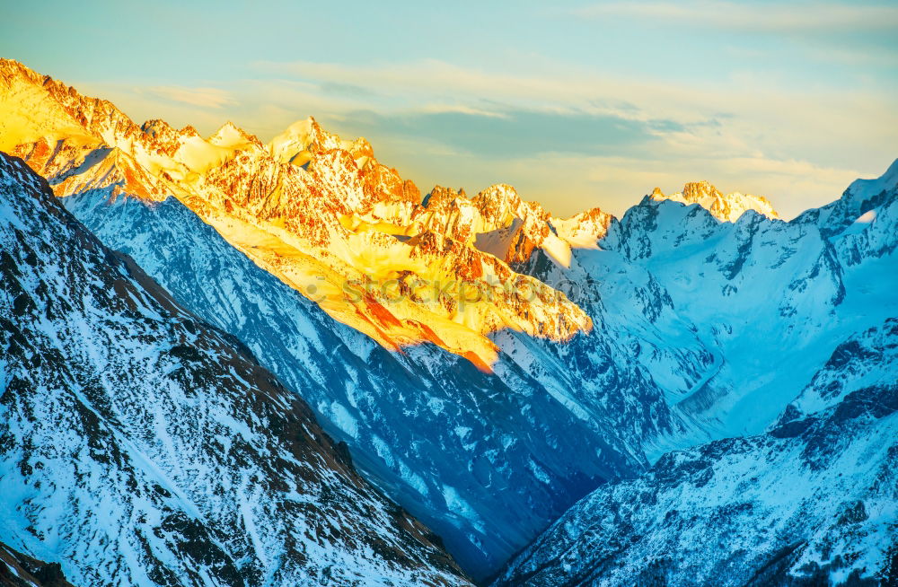 Similar – Image, Stock Photo Sunset in mountains