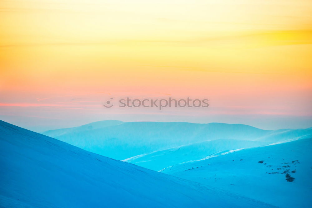 Image, Stock Photo Sunset in winter mountains