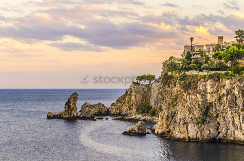 Similar – Image, Stock Photo Beautiful view from hills on the coast town of