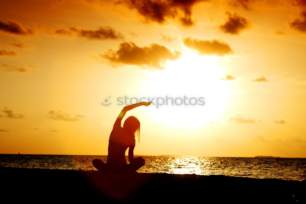 Image, Stock Photo Father and son playing at the sunset time.