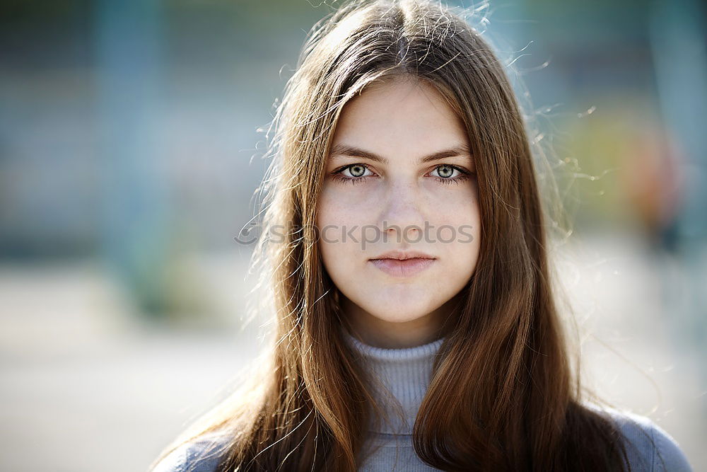 Image, Stock Photo A pretty girl in the countryside