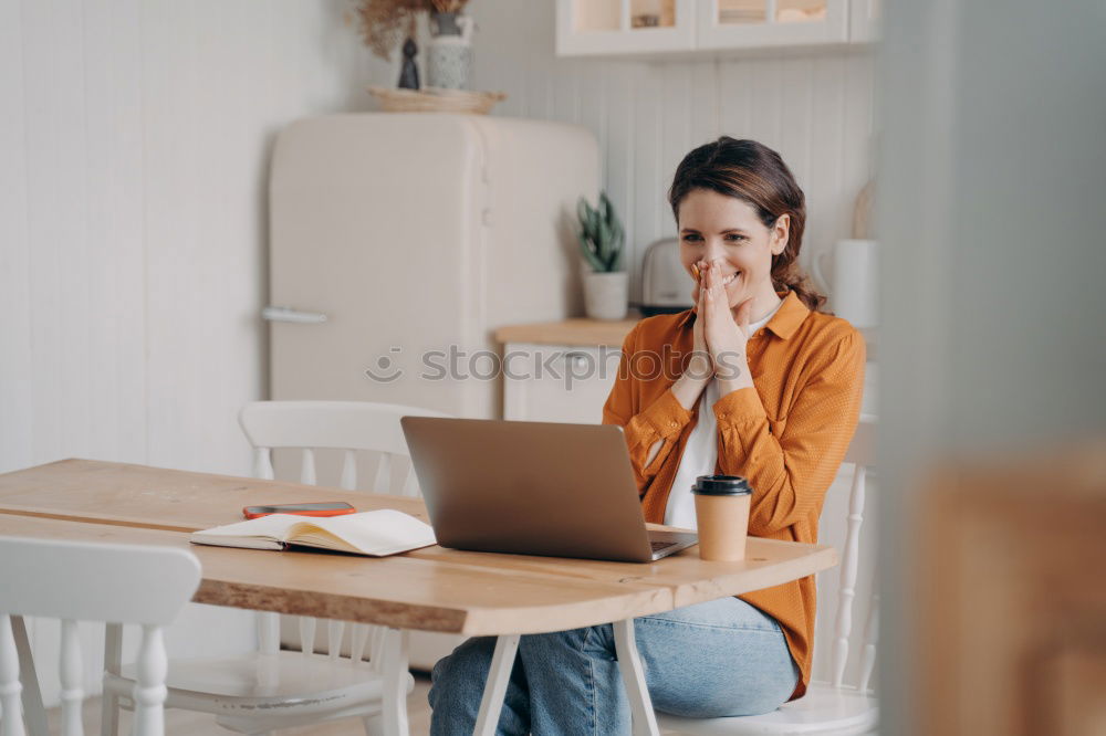 Similar – Image, Stock Photo Woman with book at table