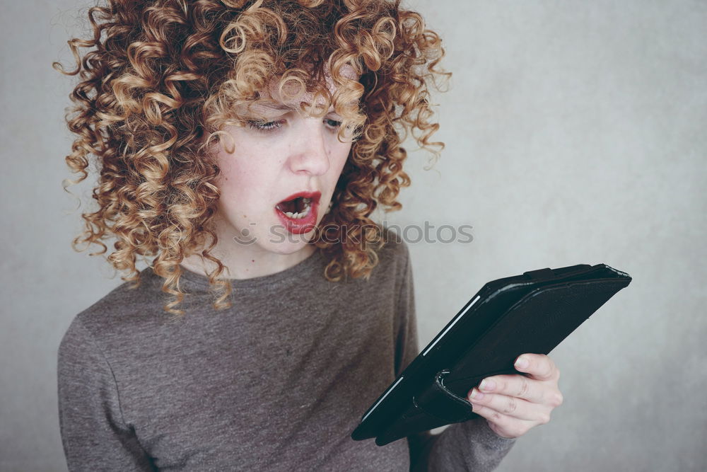 Image, Stock Photo Close-up portrait of young funny woman