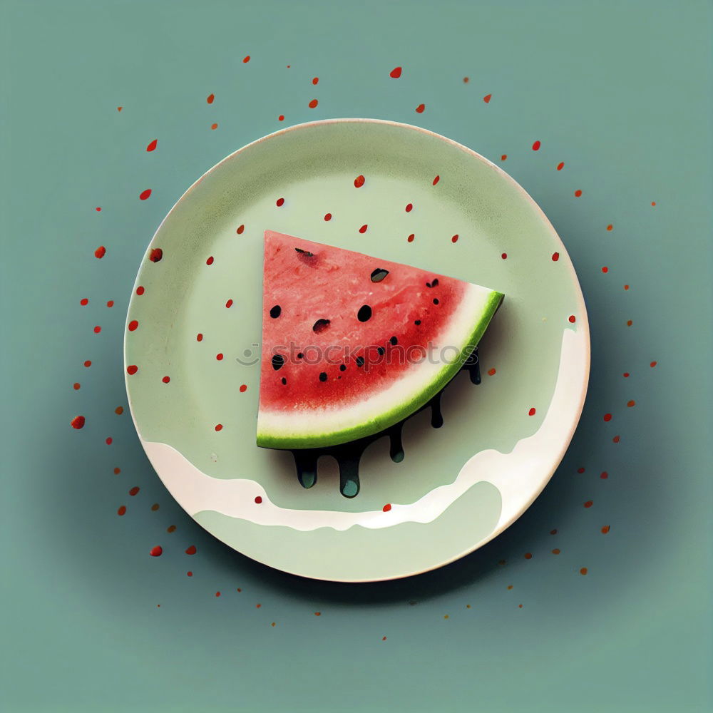 Similar – Not so young but happy Caucasian woman chewing watermelon