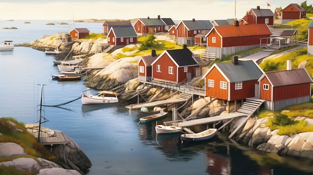 Similar – Small harbor with boats on archipelago island in Sweden