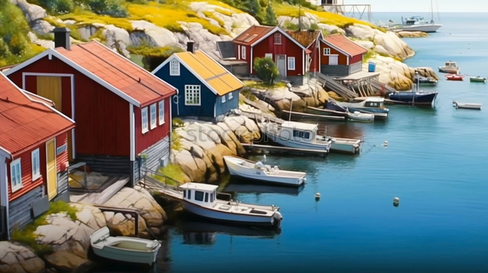 Similar – Small harbor with boats on archipelago island in Sweden