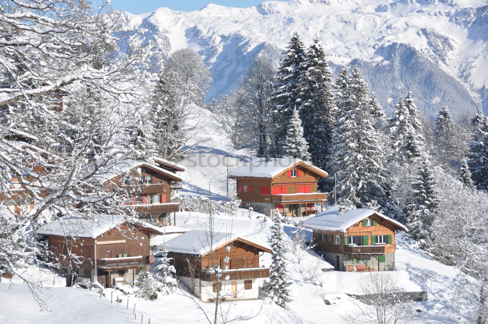 Similar – Snowfall over Austrian mountain village