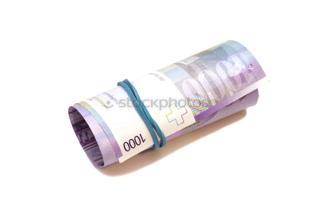 Similar – Image, Stock Photo Euro 50 value banknotes roll with rubber on gray background