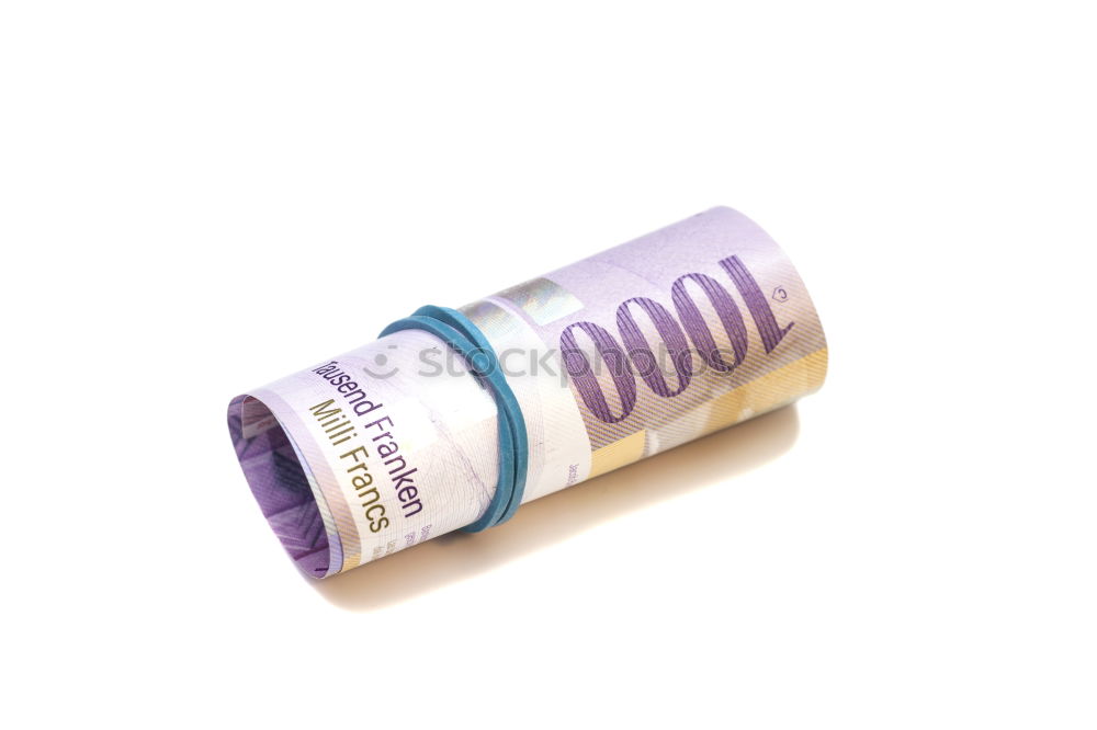 Similar – Image, Stock Photo Euro 50 value banknotes roll with rubber on gray background