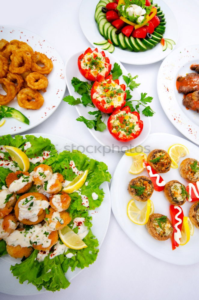 Similar – Image, Stock Photo Summer salad with tomatoes and feta cheese