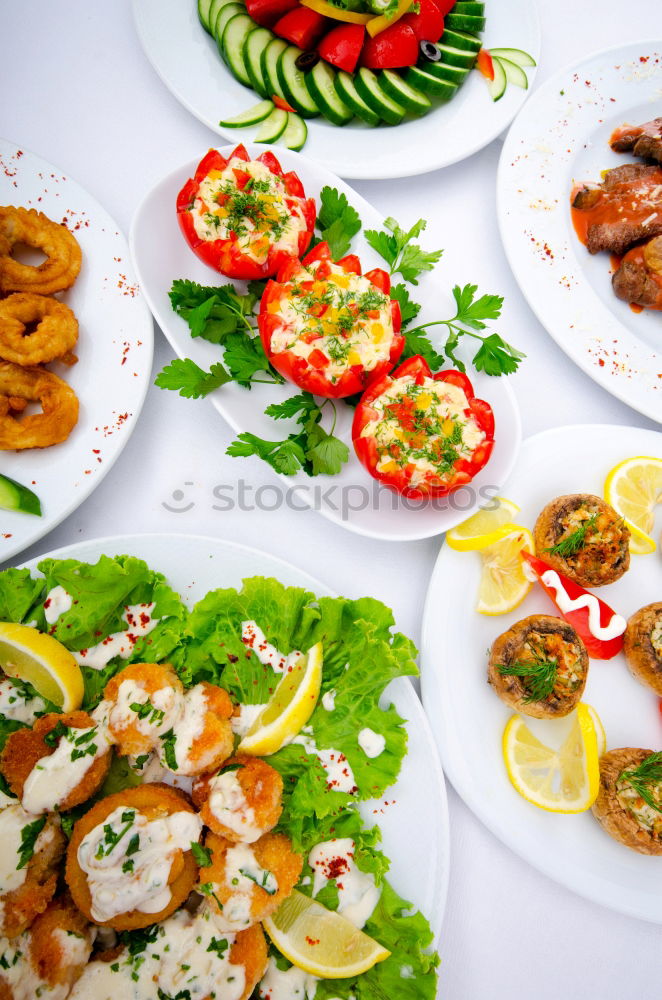 Similar – Image, Stock Photo Summer salad with tomatoes and feta cheese