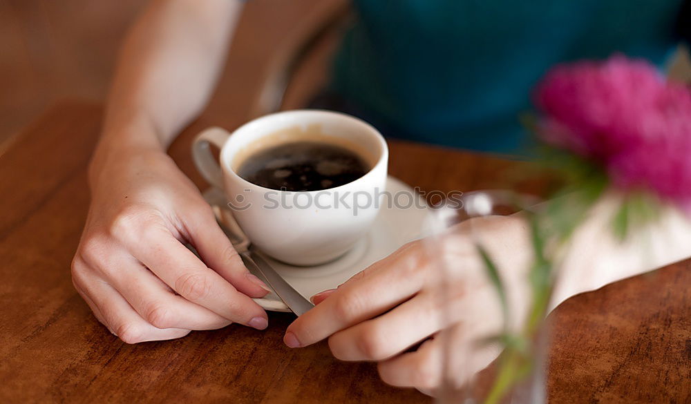 Similar – Image, Stock Photo One people holding a cup of coffee or soluble cereals