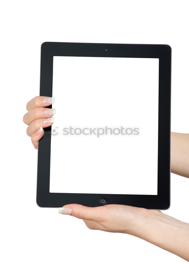 Similar – Image, Stock Photo Tablet on pink and dark turquoise background