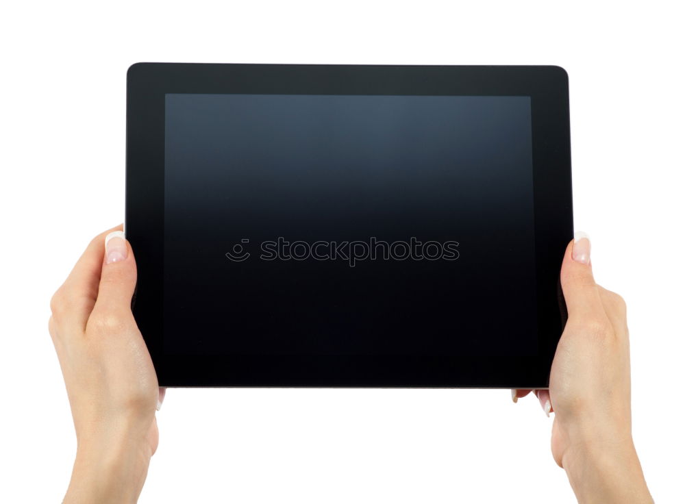 Similar – Image, Stock Photo Tablet on pink and dark turquoise background