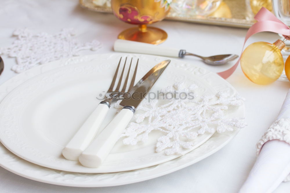 Similar – Image, Stock Photo Silver and golden Christmas Table Setting