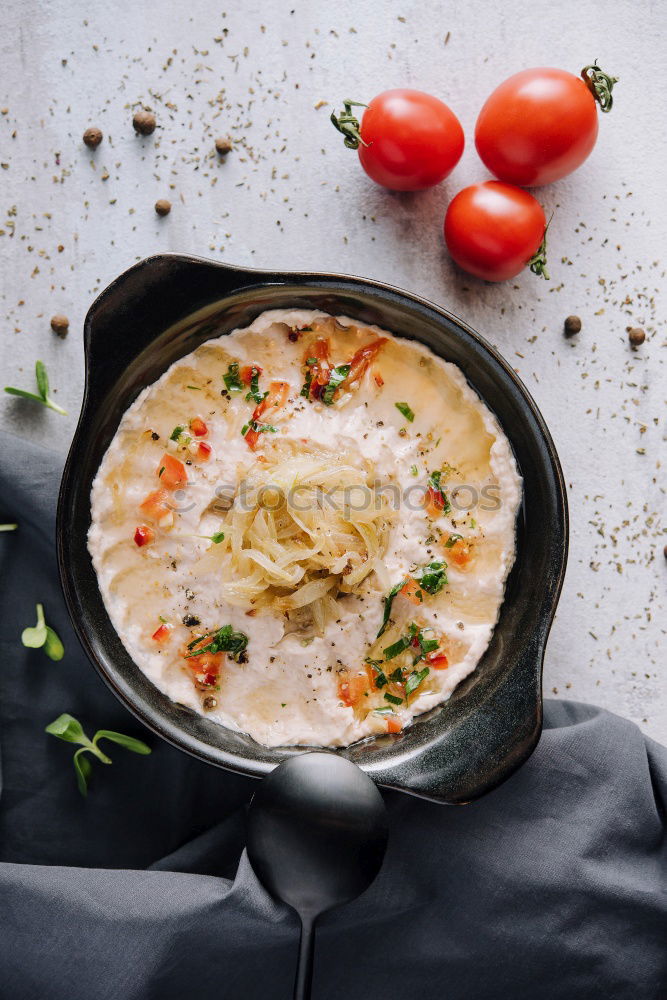 Similar – Image, Stock Photo Basmati rice with chicken tomato sauce and yoghurt