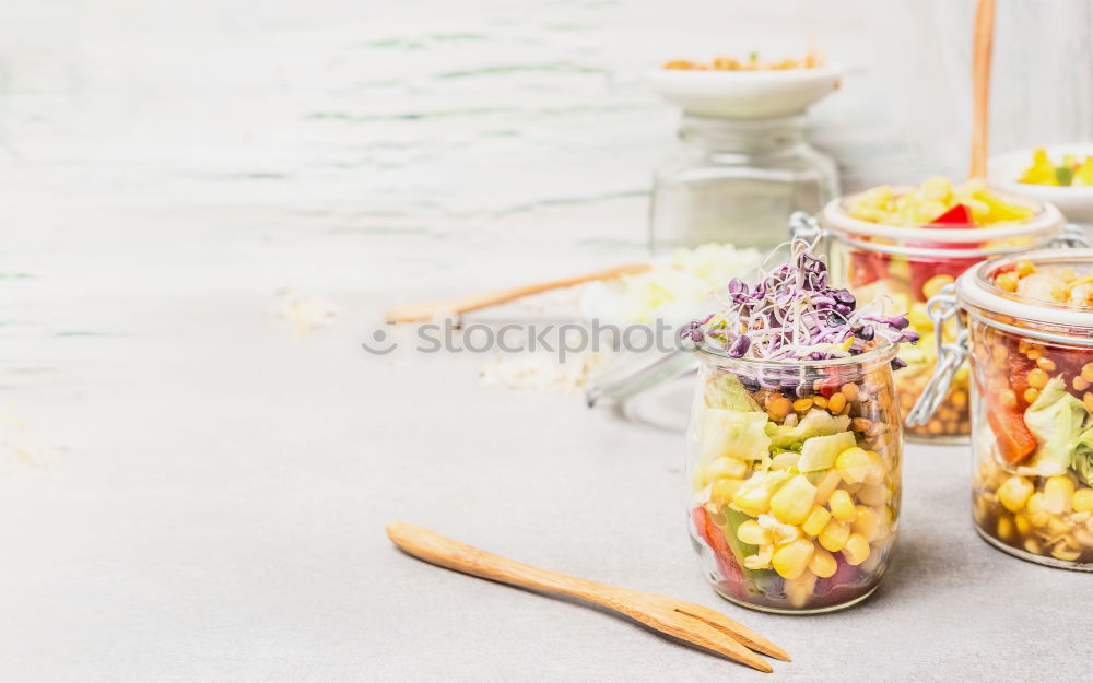 Similar – Image, Stock Photo Vegetable salad in a jar.