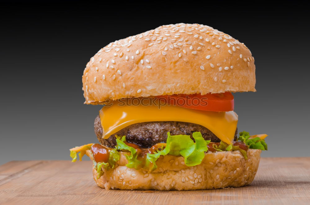 Similar – Image, Stock Photo burger with tomato sugo, rucola, goat cheese