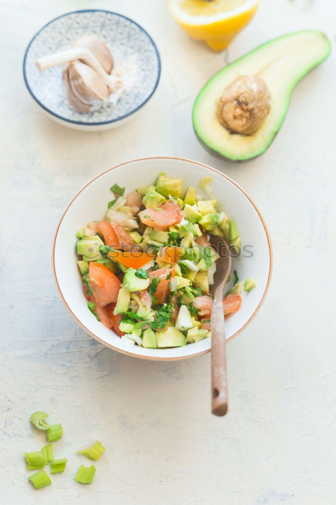 Image, Stock Photo Quinoa bowl with tomatoes, zucchini and lime