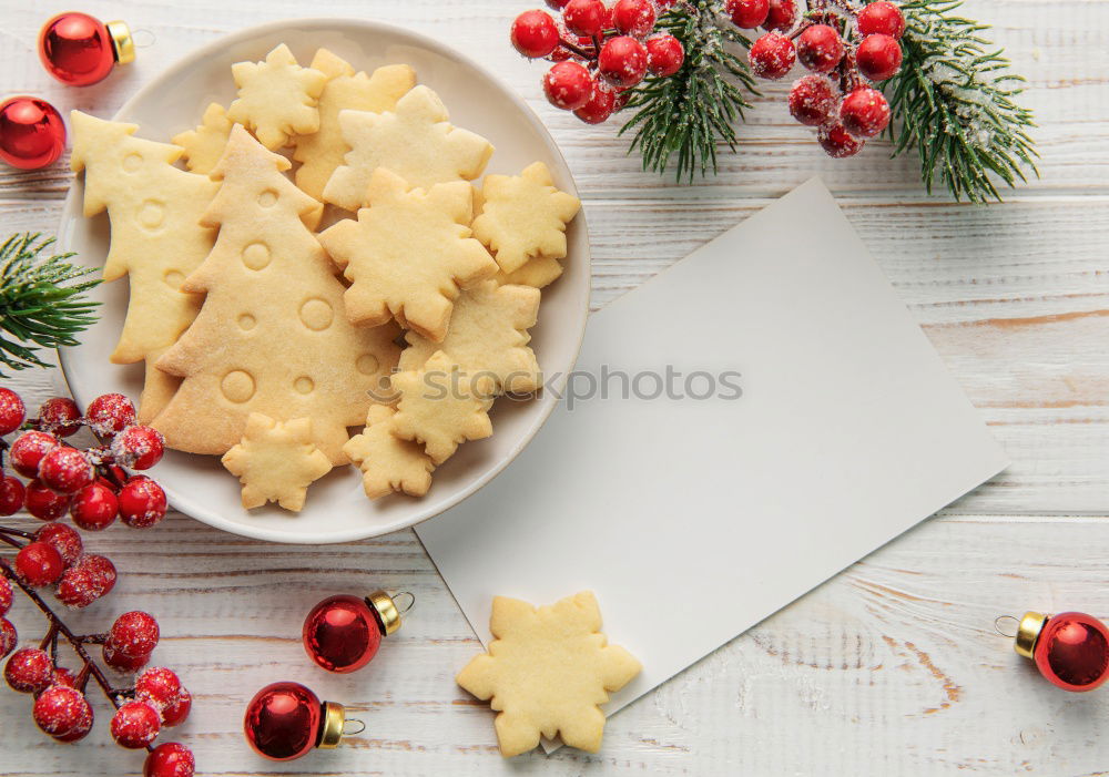 Similar – Image, Stock Photo Woman holding cookies box above christmassy table