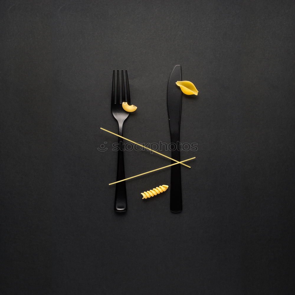 Similar – menu place setting with empty card and golden spoon over