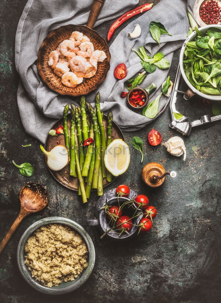 Similar – Image, Stock Photo Female hands hold small wok pot with chopped vegetables