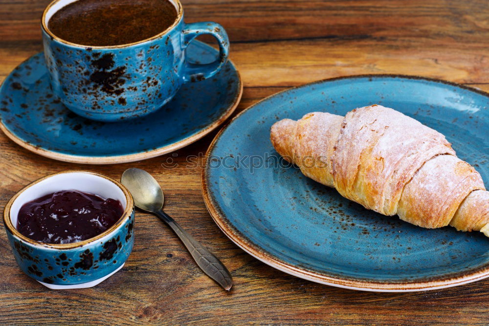 Similar – Image, Stock Photo Breakfast with coffee and croissant