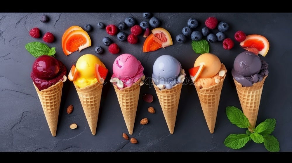 Similar – Image, Stock Photo Summer berries ice cream in blue plate