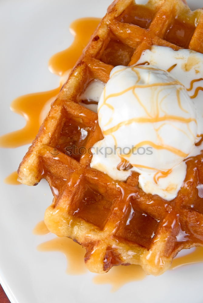 Similar – Image, Stock Photo Breakfast belgian with waffles with ice