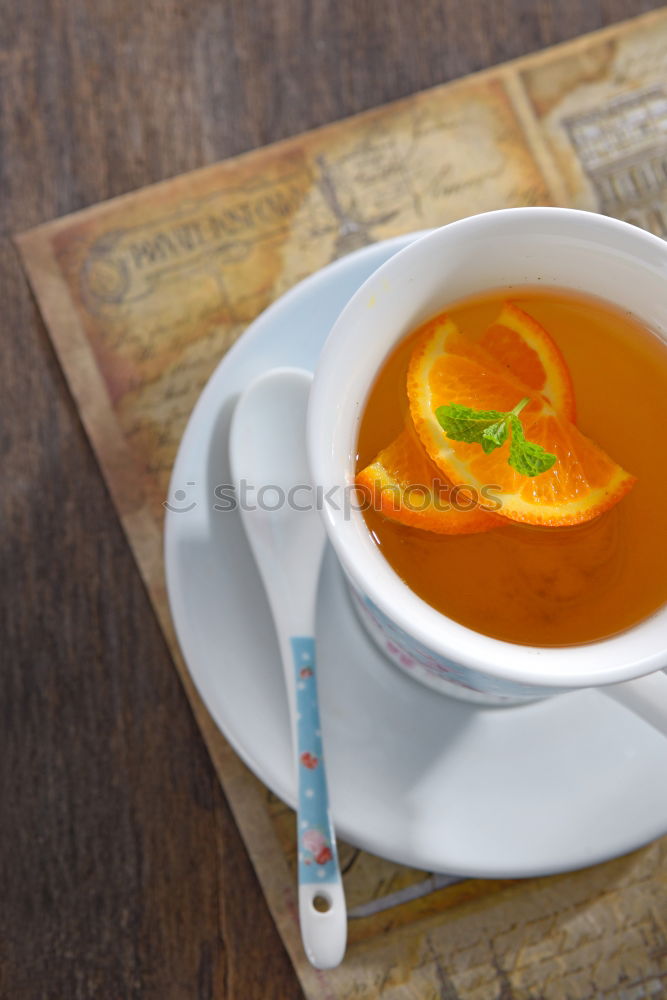 Similar – Image, Stock Photo Citrus juice in a glass on a dark table