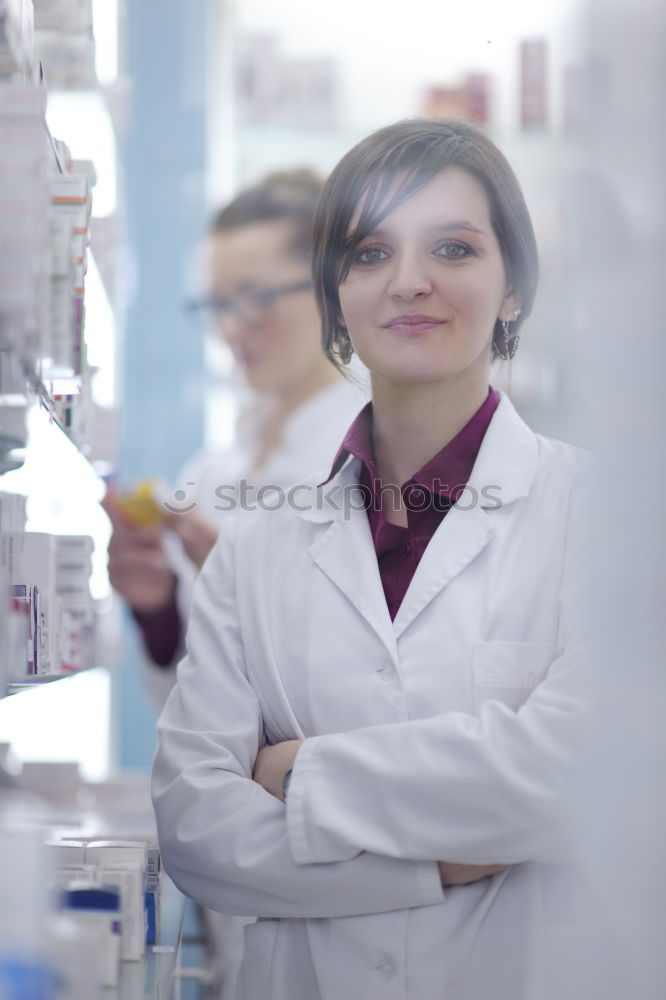 Similar – Image, Stock Photo Woman in whites standing in lab