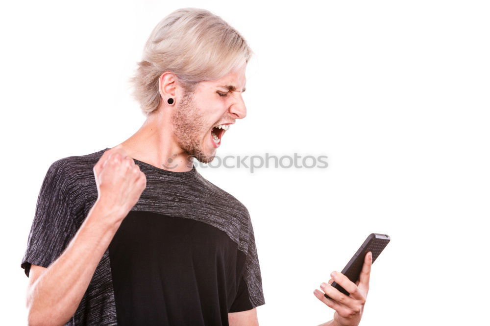 Similar – Image, Stock Photo Happy elderly woman on the mobile phone