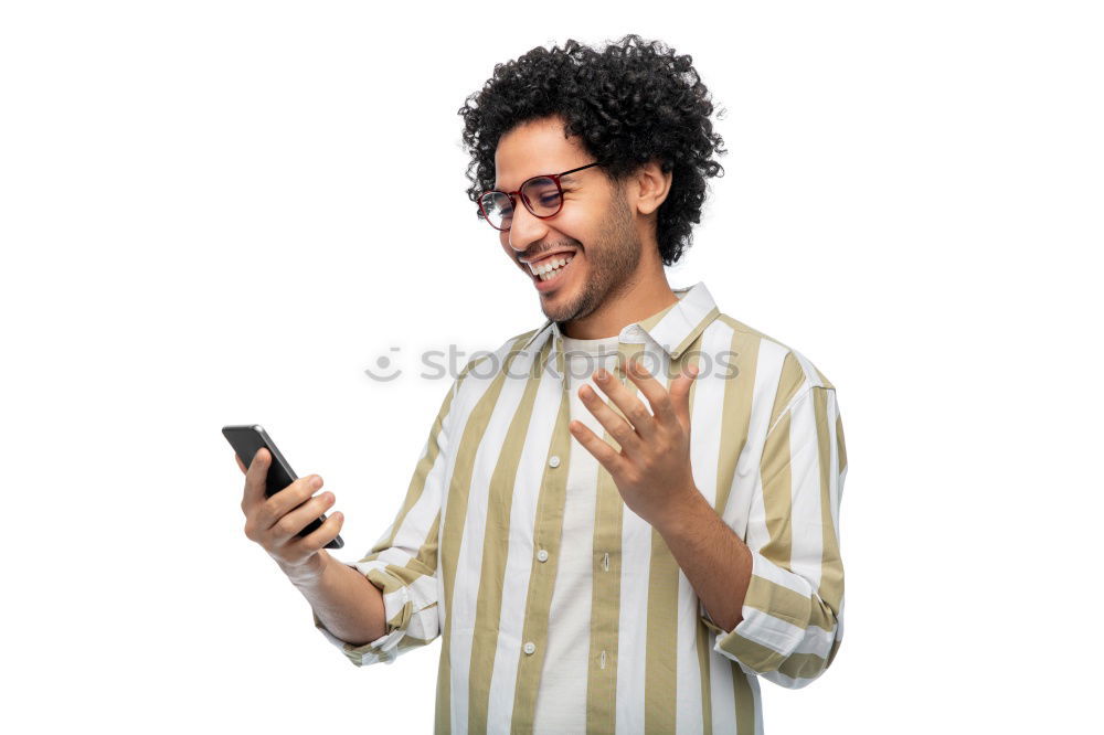Similar – Image, Stock Photo Young black man using smart phone outdoors