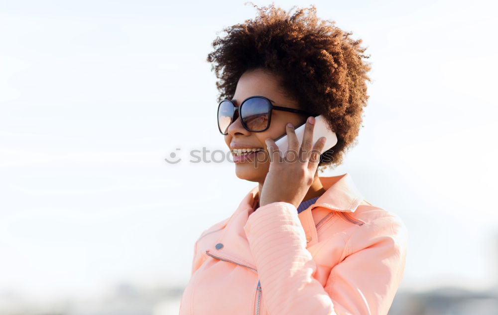 Similar – Image, Stock Photo African young woman taking funny selfie with smartphone