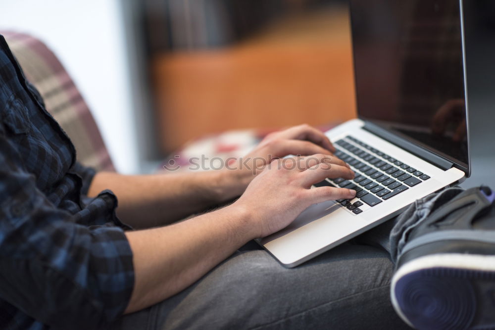 Similar – Close-up of women typing on keyboard on her laptop at home